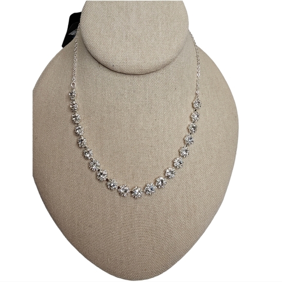 Monet Timeless Collection Faceted Crystal Silver Tone Necklace - Picture 1 of 12